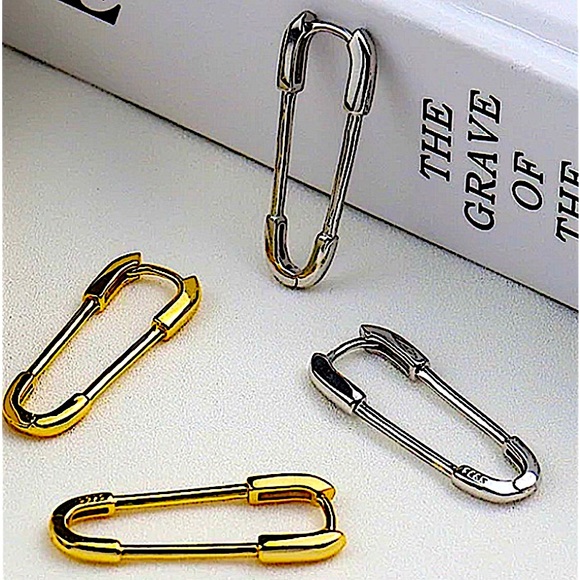 Stampd Jewelry - Safety Pin Gold Plated Earrings Sterling Silver